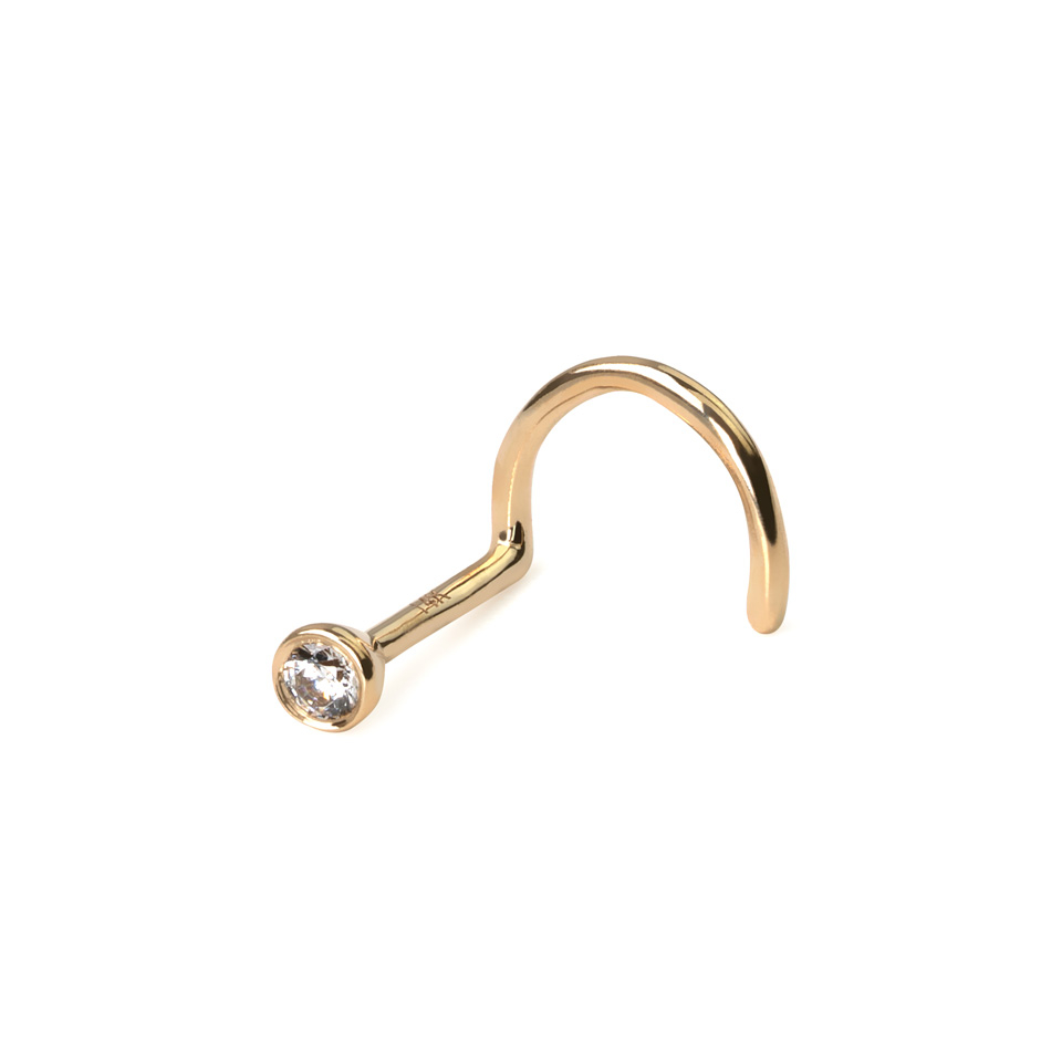 Nariz piercing em ouro de 14 quilates com zirconia incrustada