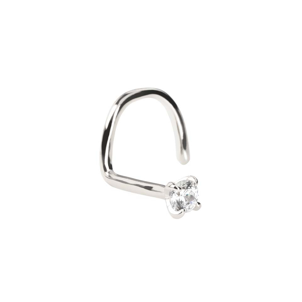 Nariz piercing em ouro maciço 14 quilates com brilhante