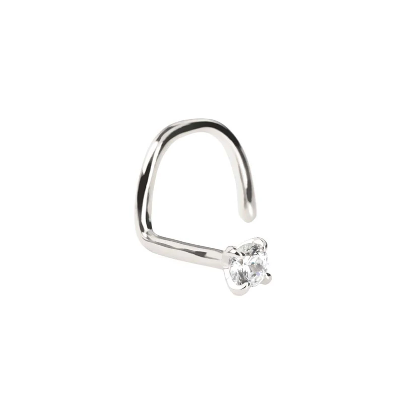 Nariz piercing em ouro maciço 14 quilates com brilhante