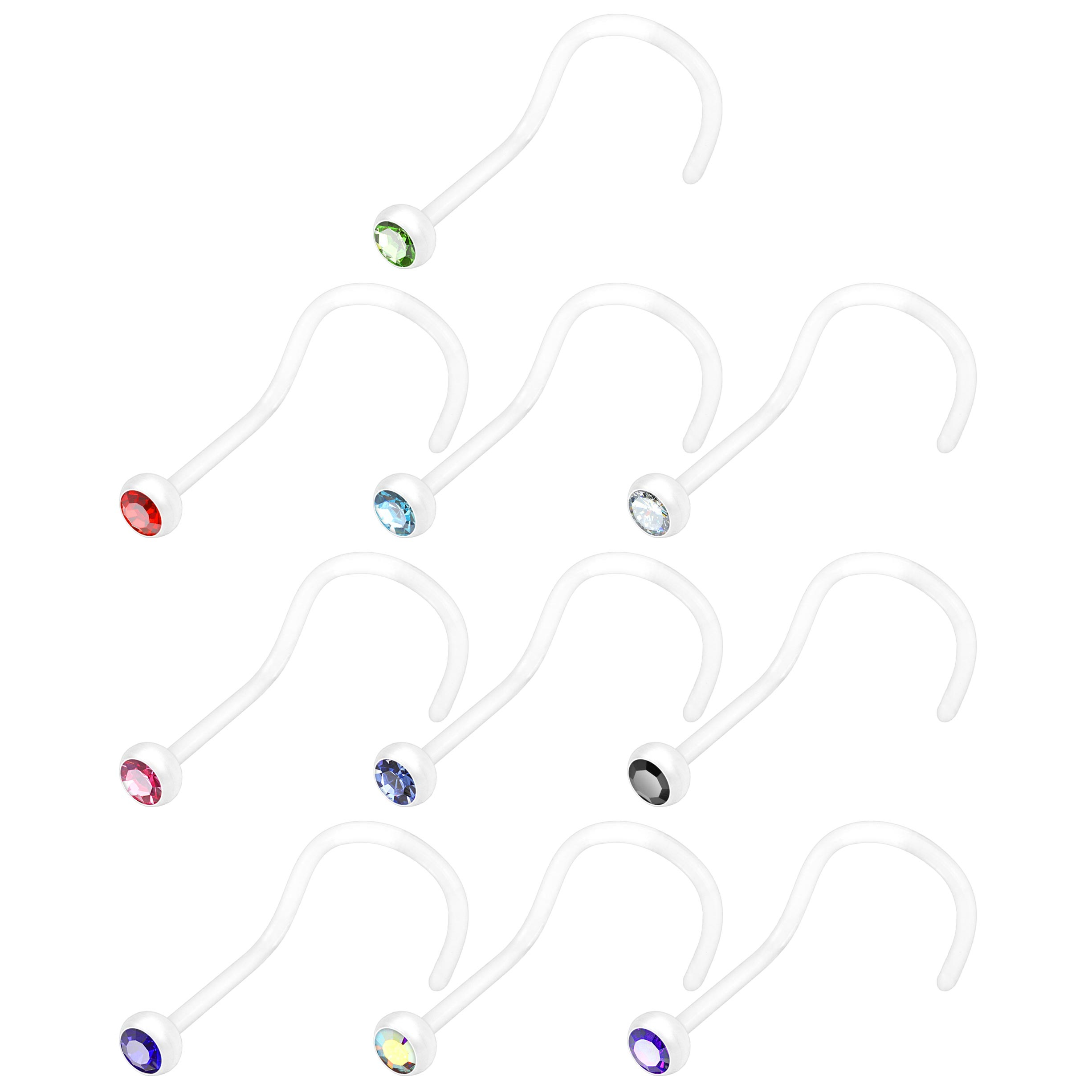 Nariz screw em PTFE com pedra em várias cores