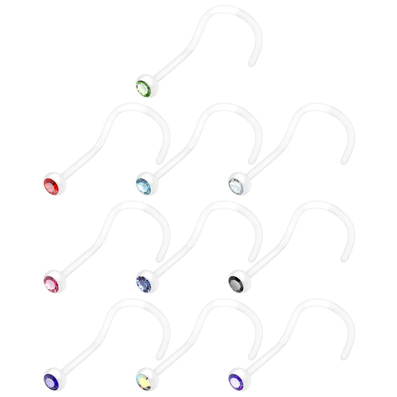 Nariz screw em PTFE com pedra em várias cores