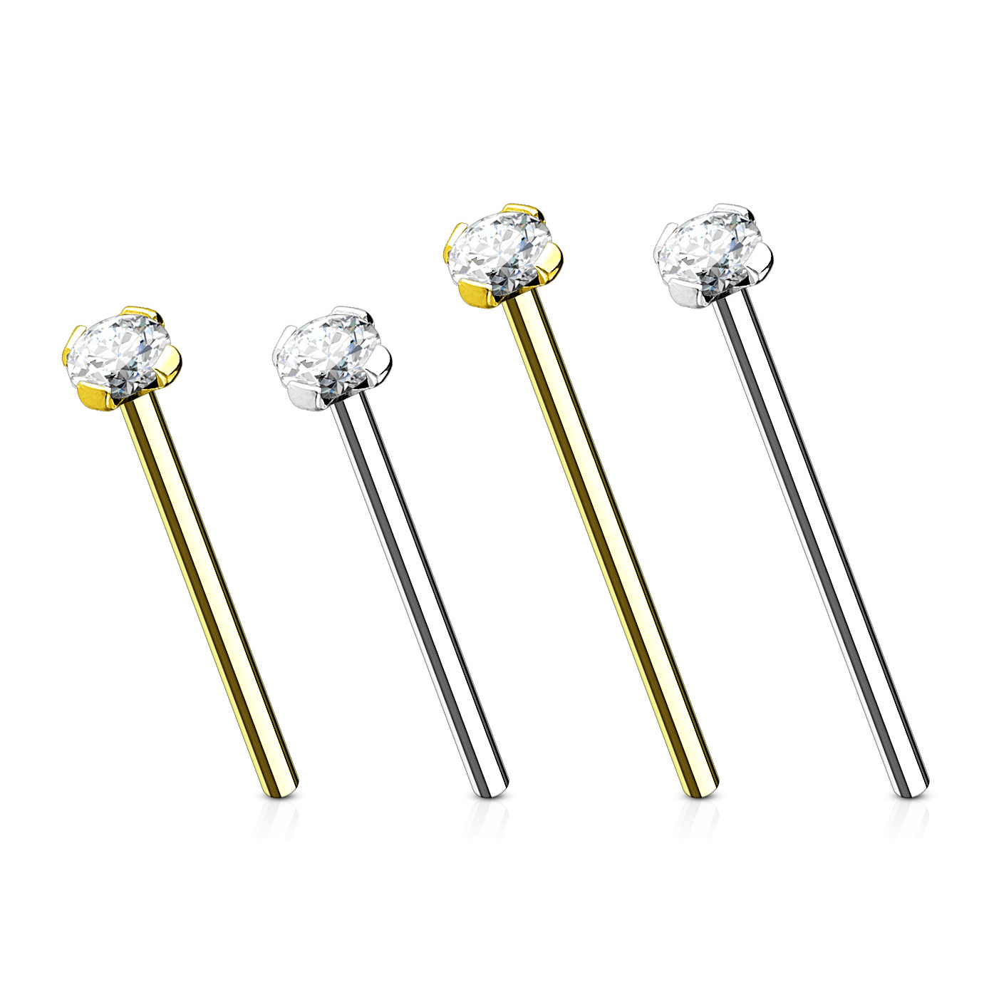 Nariz piercing em ouro de 14 quilates com zirconia
