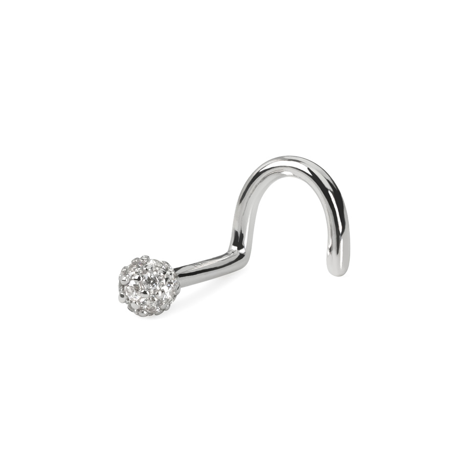 Screw para o nariz em ouro de 14k com zircónias incrustadas