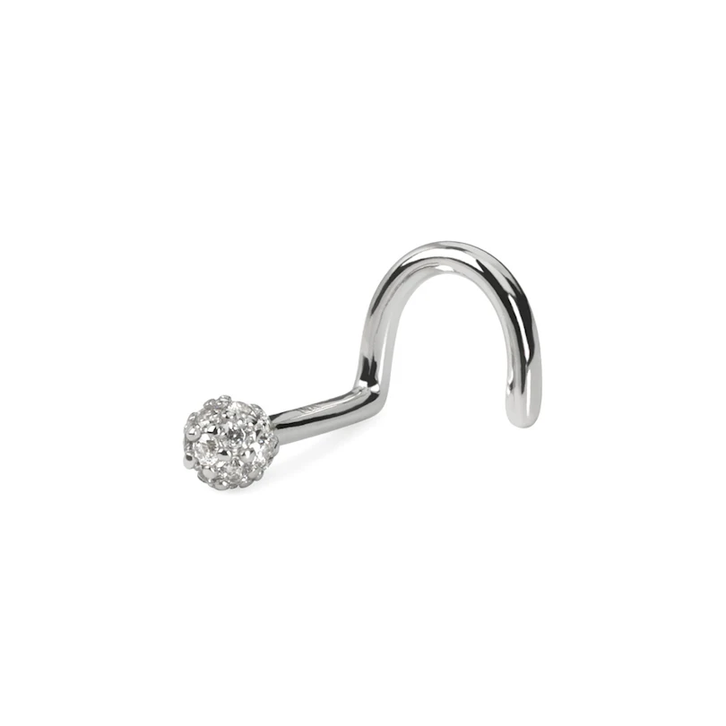 Screw para o nariz em ouro de 14k com zircónias incrustadas