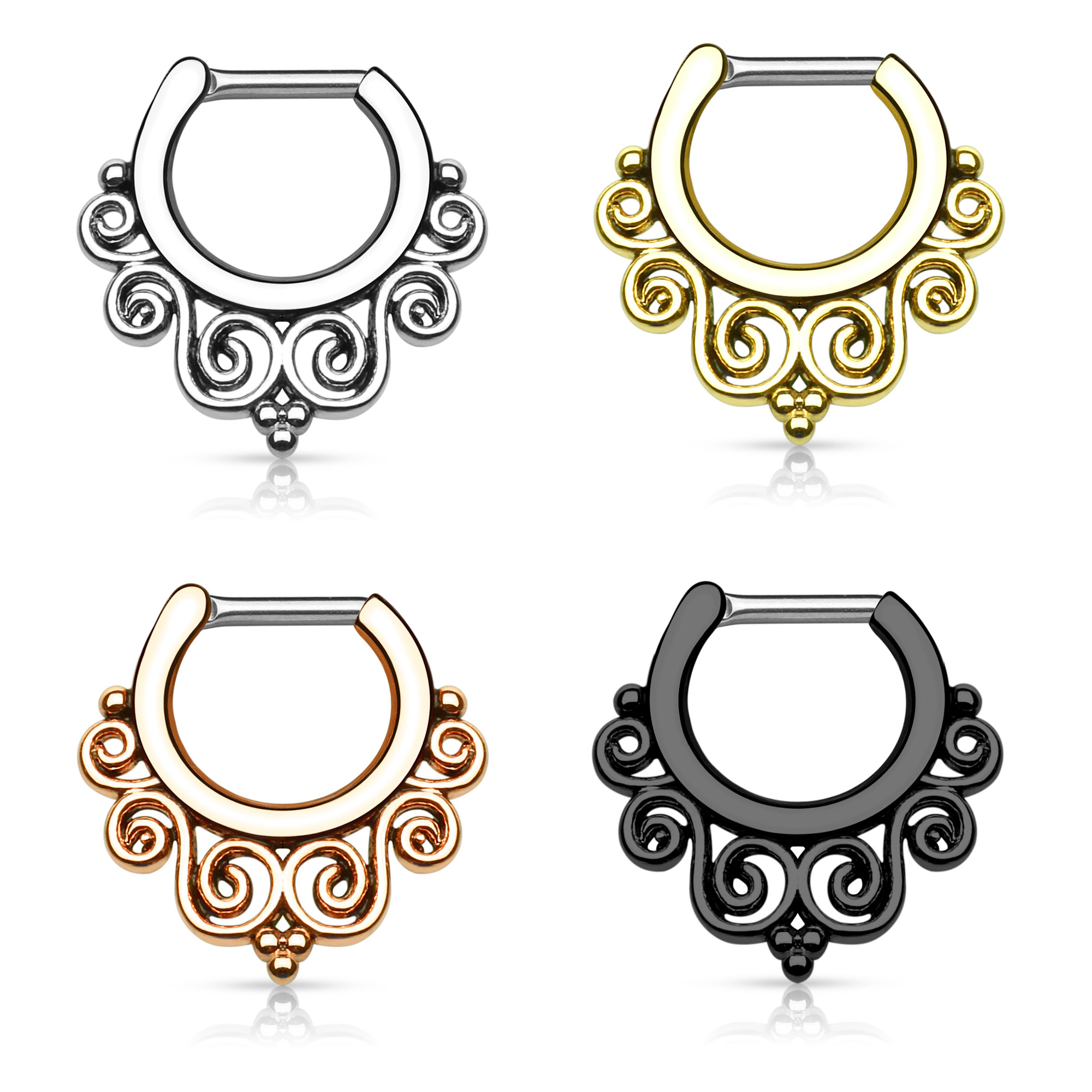 Septo piercing com desenho ornamentado