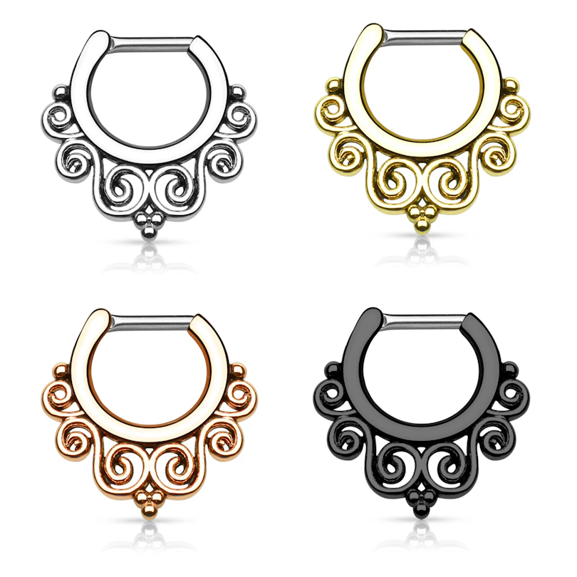 Septo piercing com desenho ornamentado