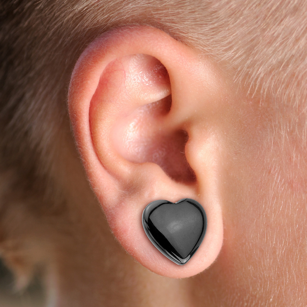 Plug em formato de coração de ónix