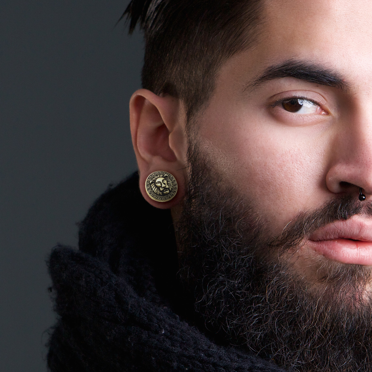 Plug de madeira com cabeça de leão