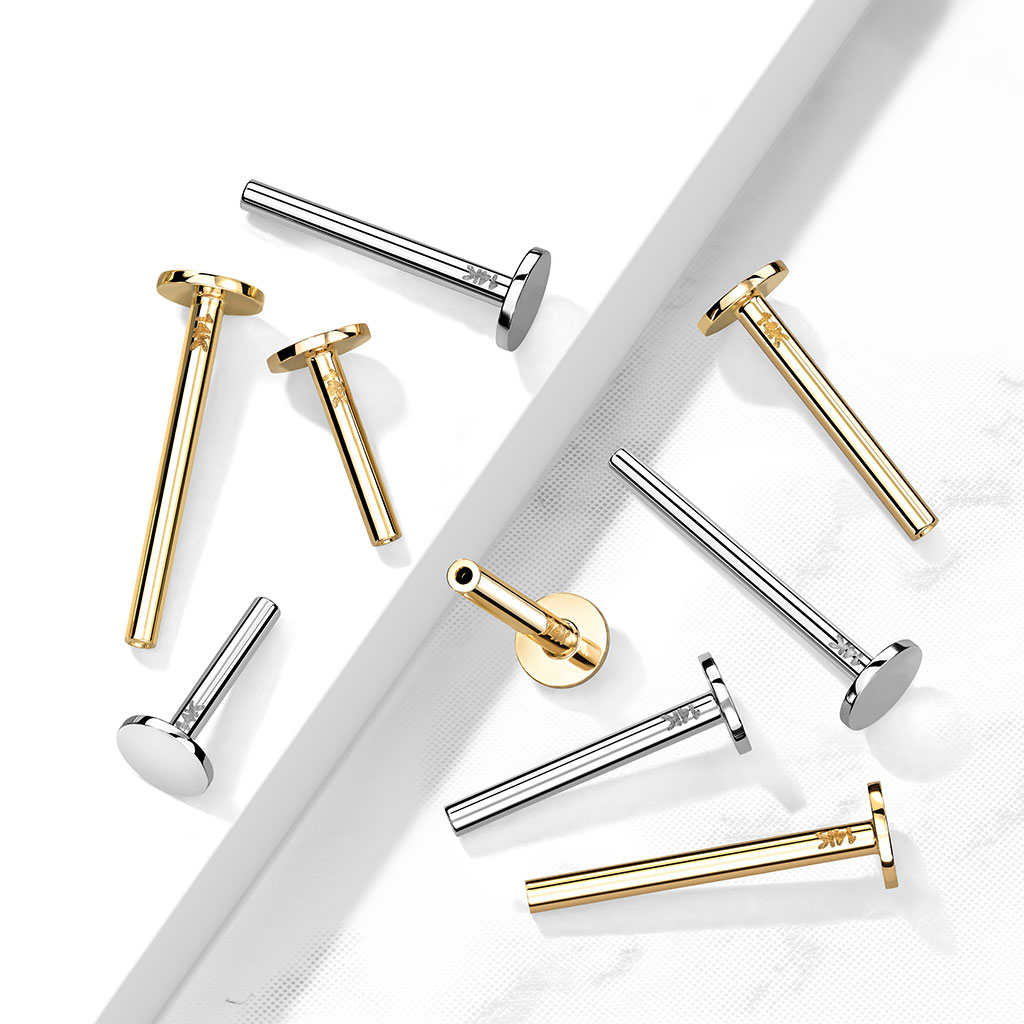 Labret de pressão em ouro de 14 quilates