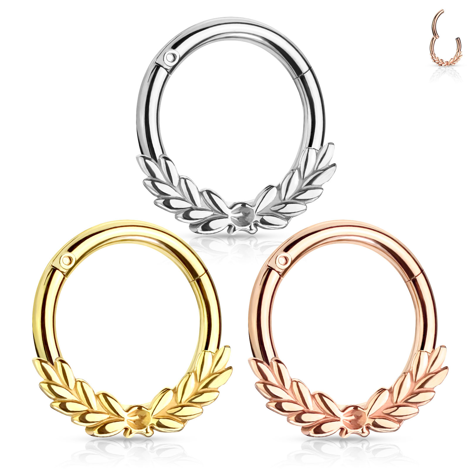 Argola com dobradiça e coroa de louros