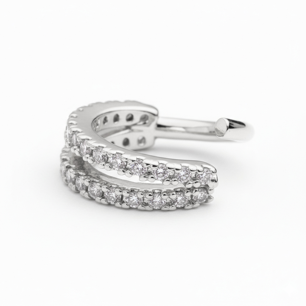 Argola de duas fileiras com brilhantes