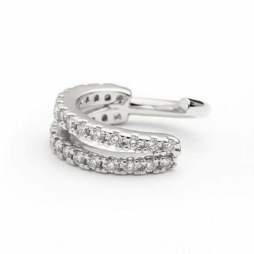 Argola de duas fileiras com brilhantes