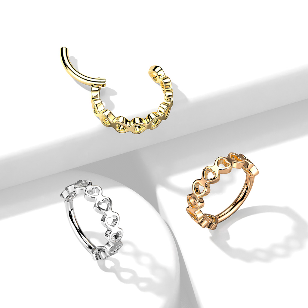 Argola com segmento articulado com corações
