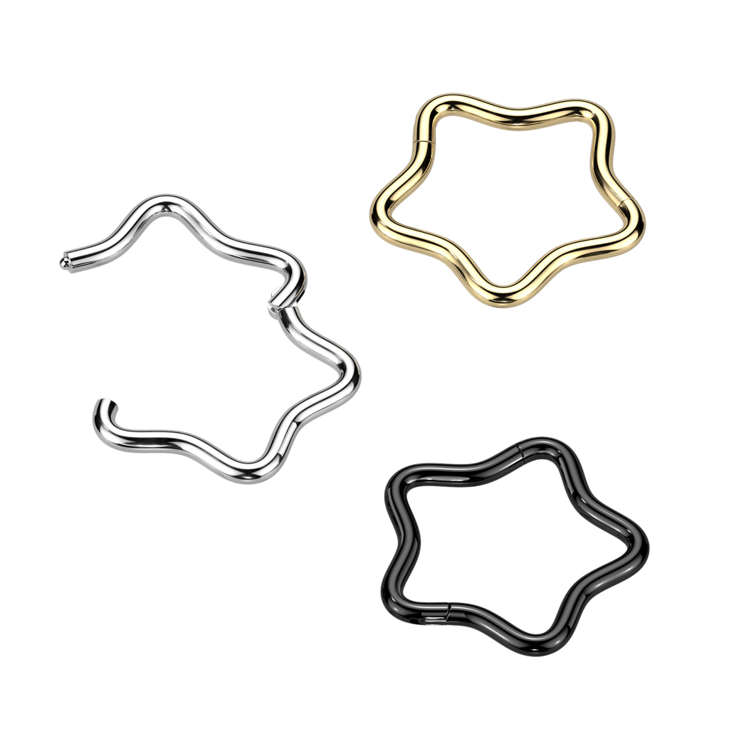 Argola articulada de titânio em forma de estrela