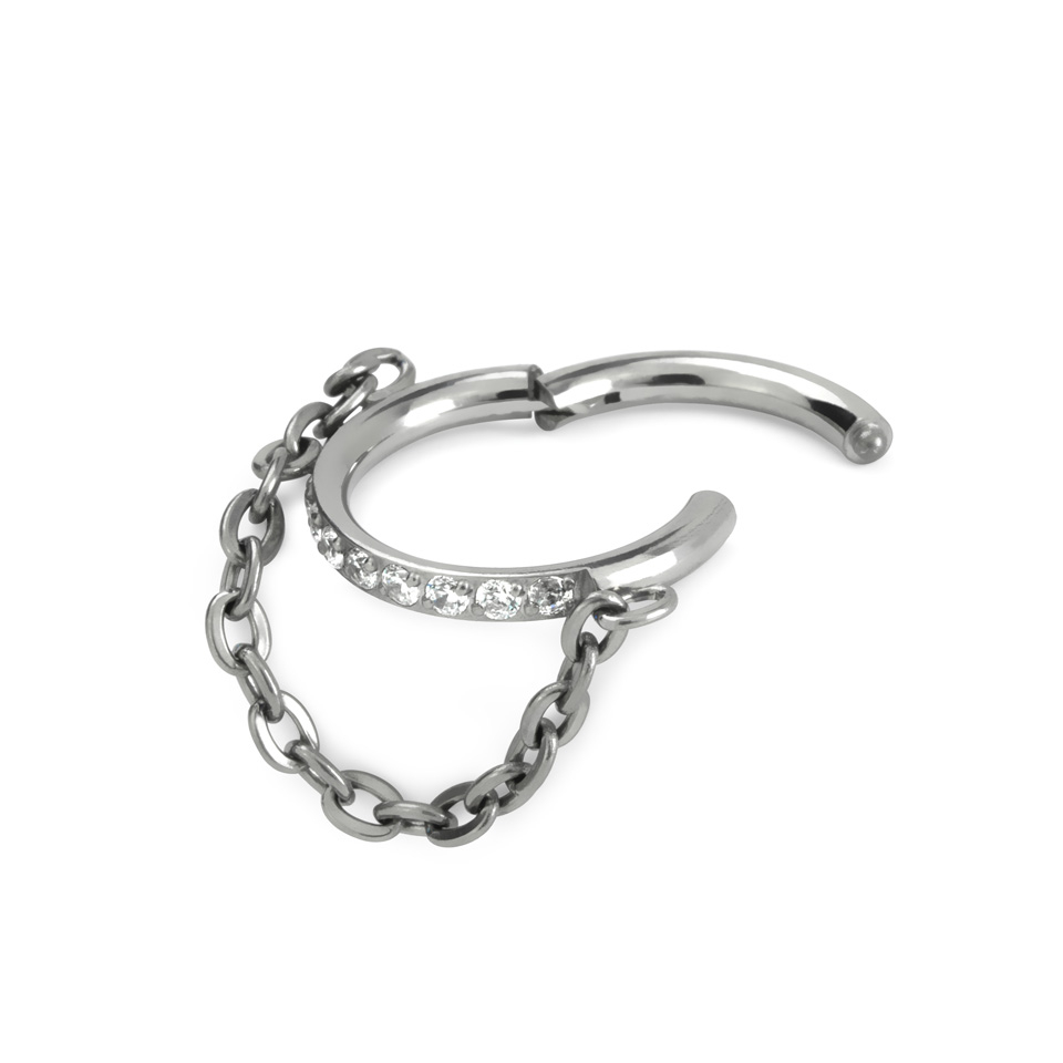 Argola articulada com pedras e correntes