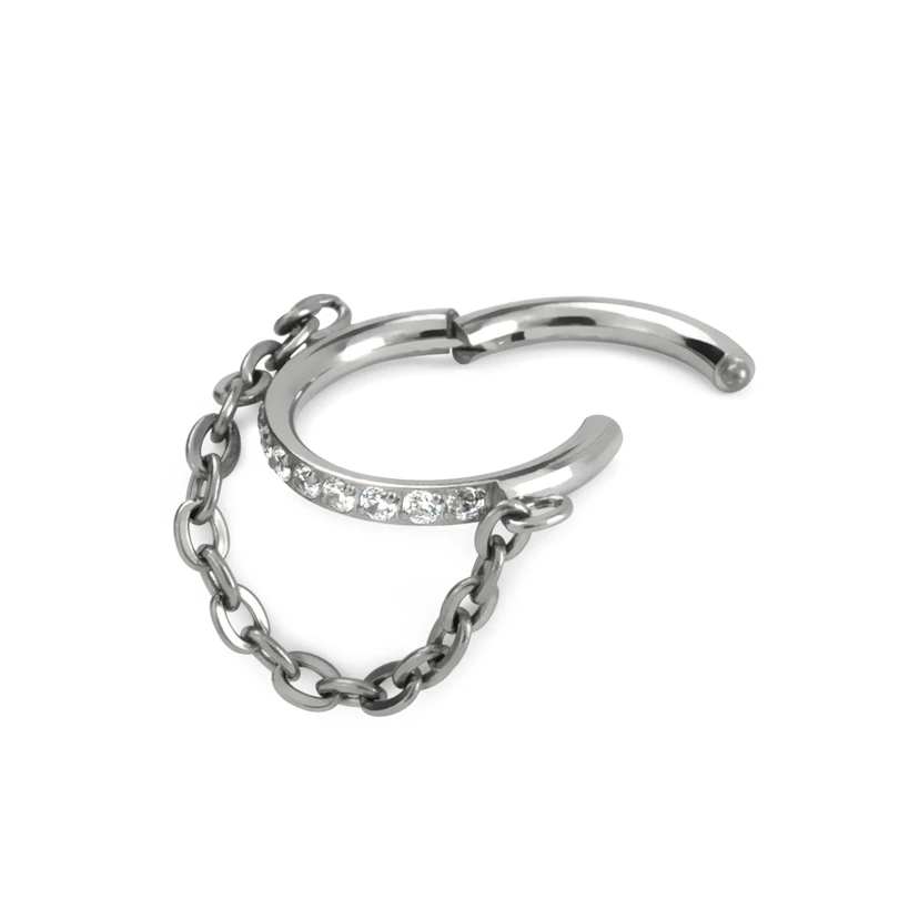 Argola articulada com pedras e correntes