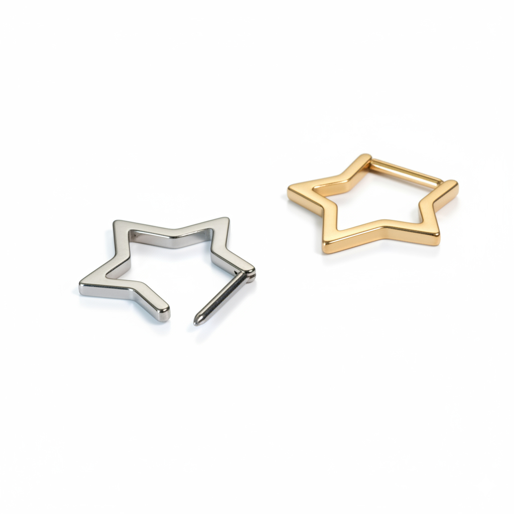 Argola articulada de titânio em forma de estrela
