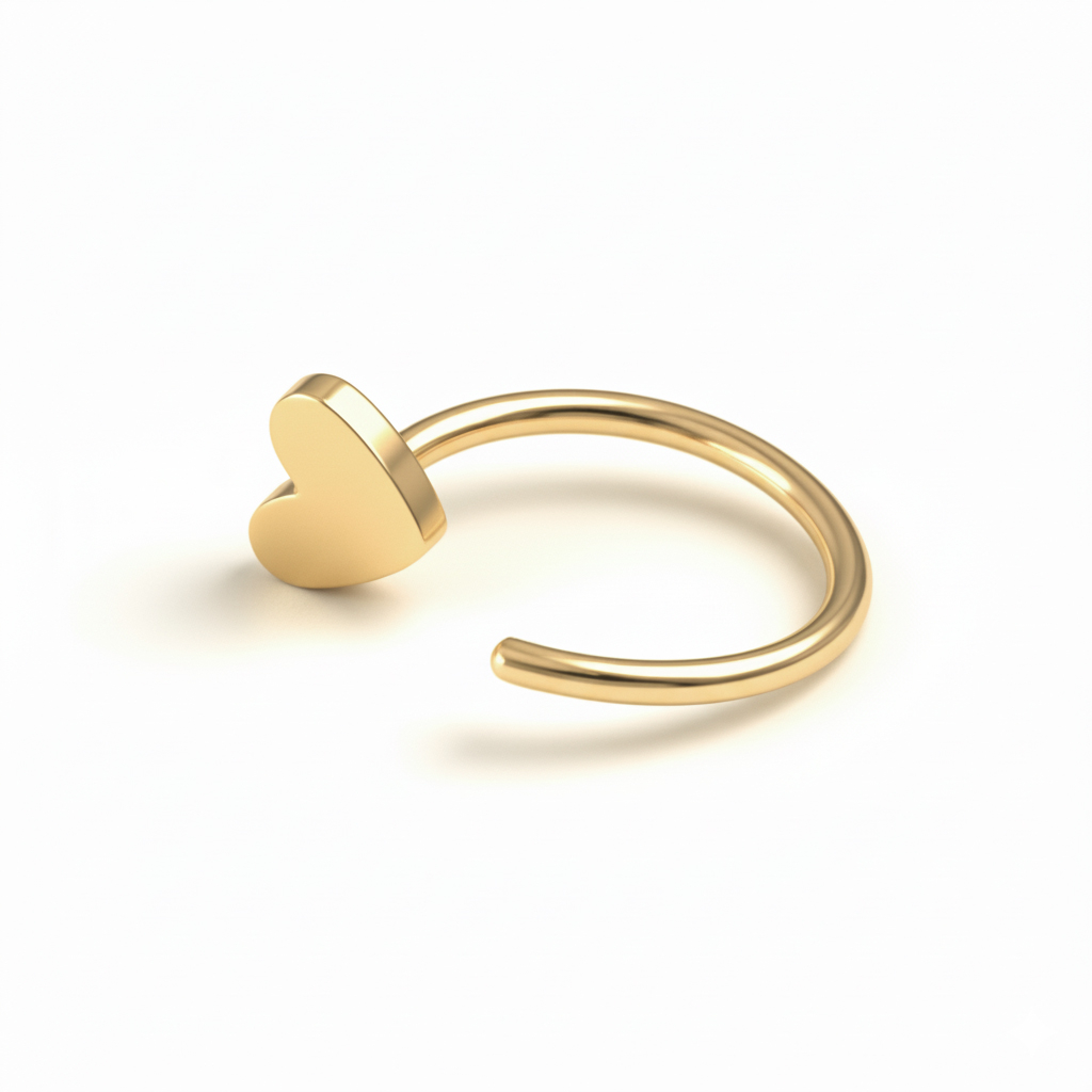 Argola aberta em titânio com coração