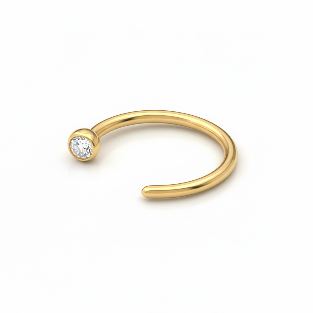 Argola aberta em titânio com pedra