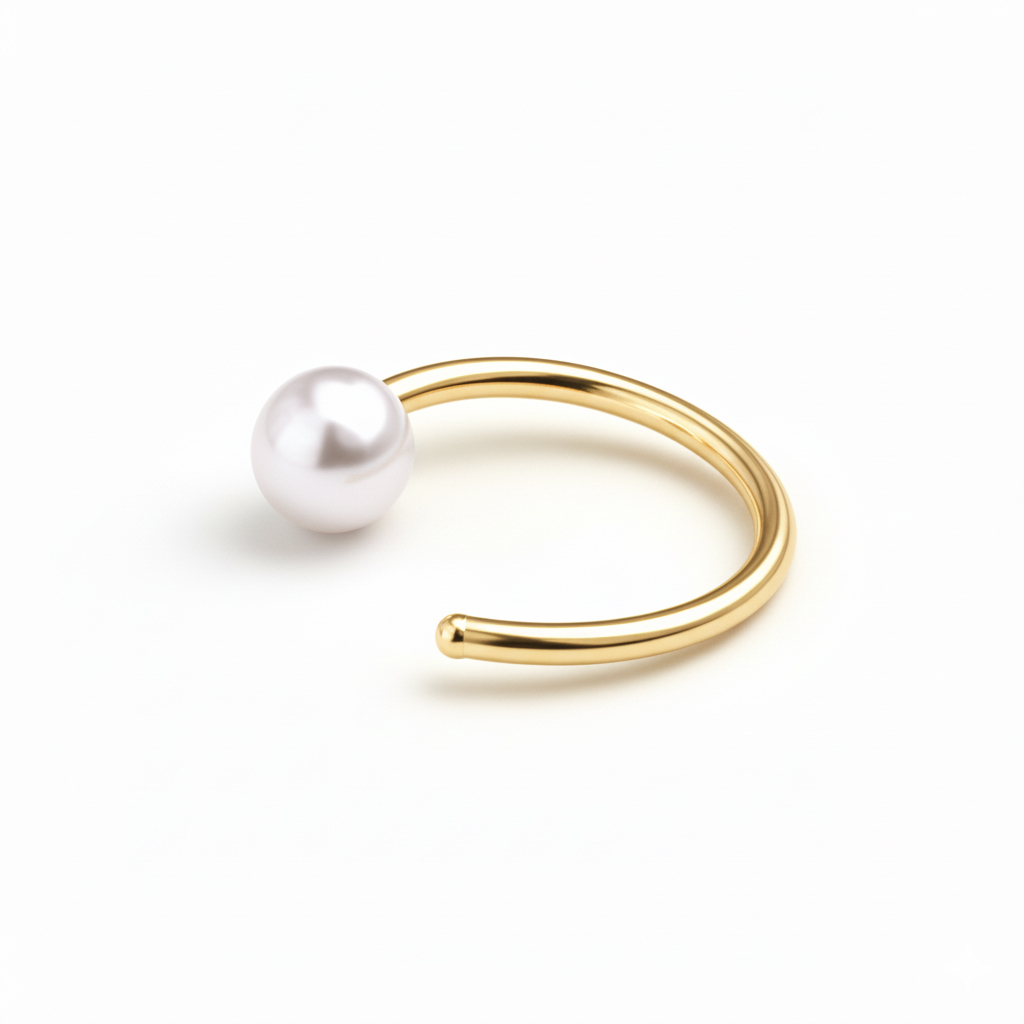 Argola aberta em titânio com pérola