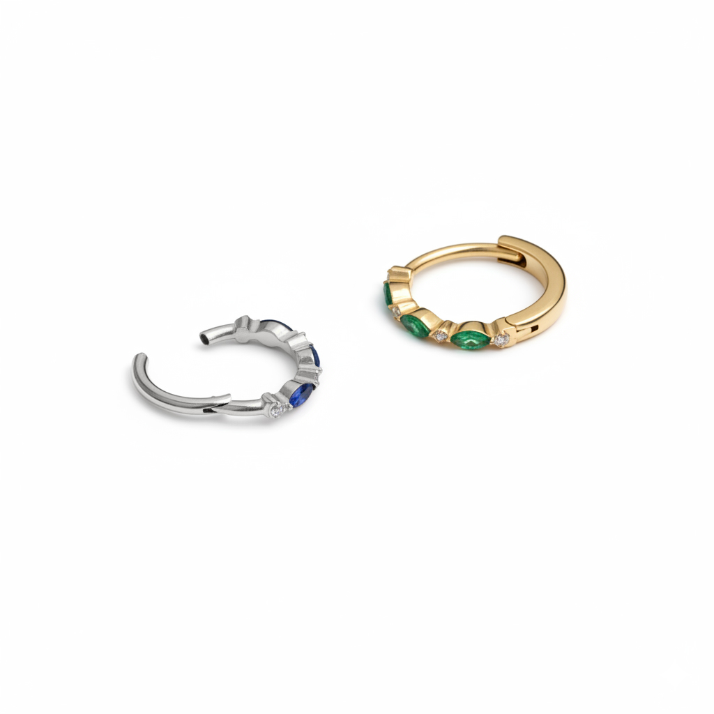 Argola em titânio com pedras coloridas