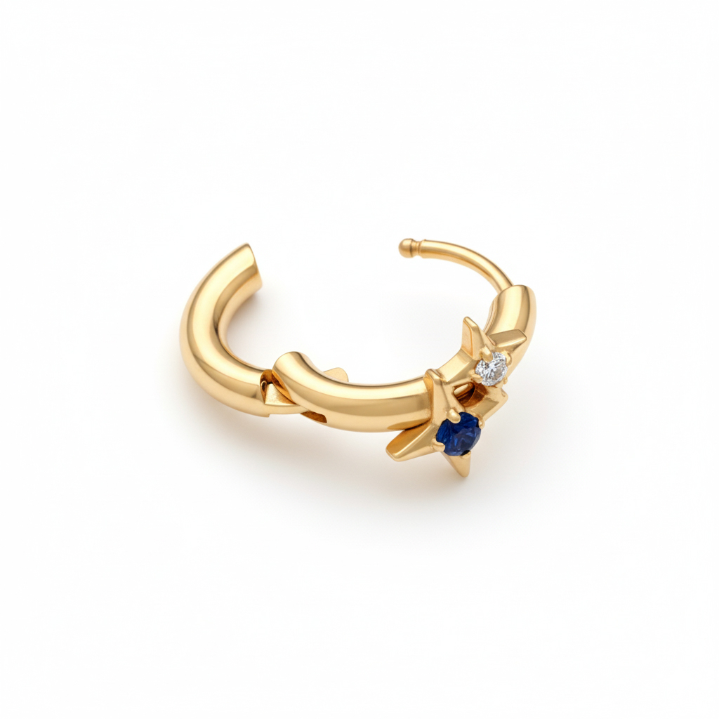 Argola em titânio com duas estrelas