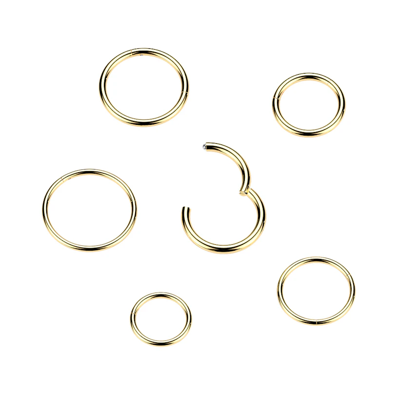 Argola articulada em titânio banhada a ouro 14k