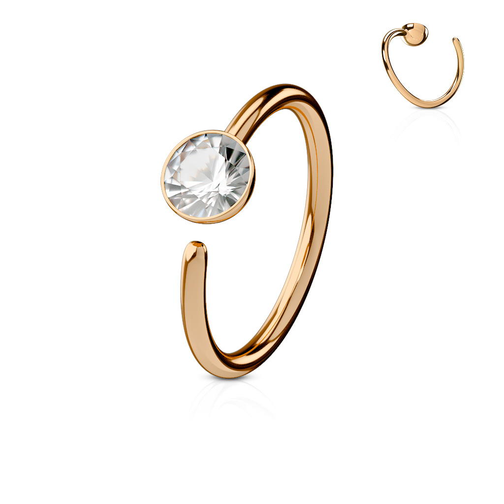 Argola com pedra fixa tipo diamante