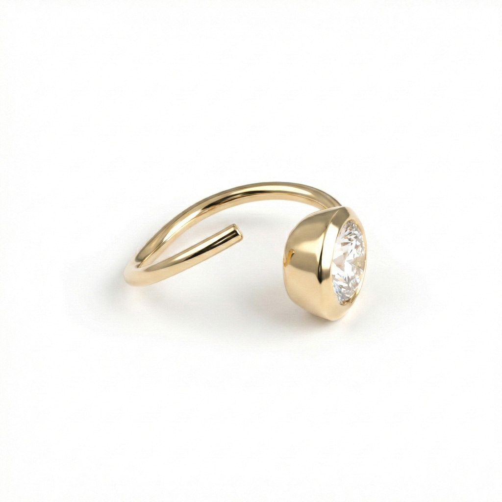 Argola simples de ouro 14 quilates com uma pedra