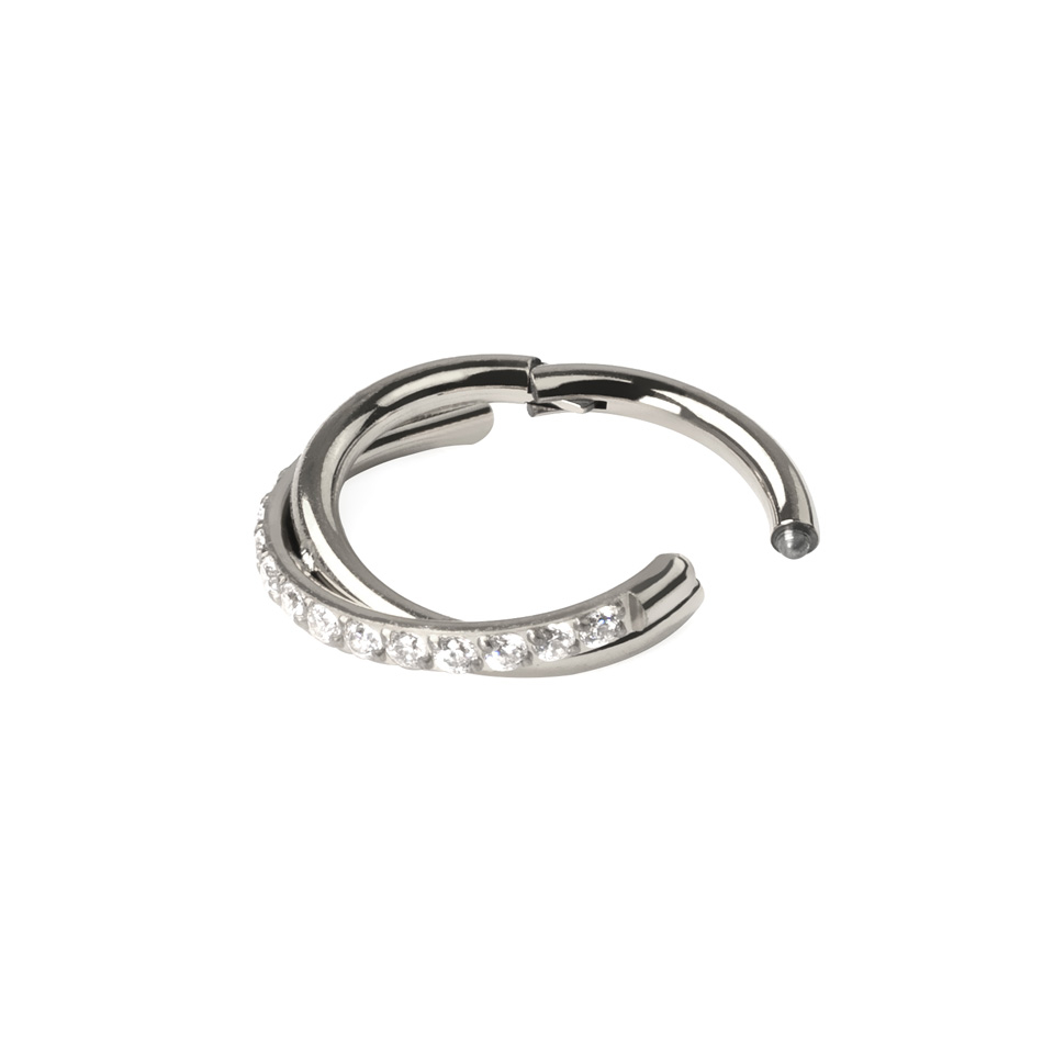Argola articulada com arco cruzado com pedras