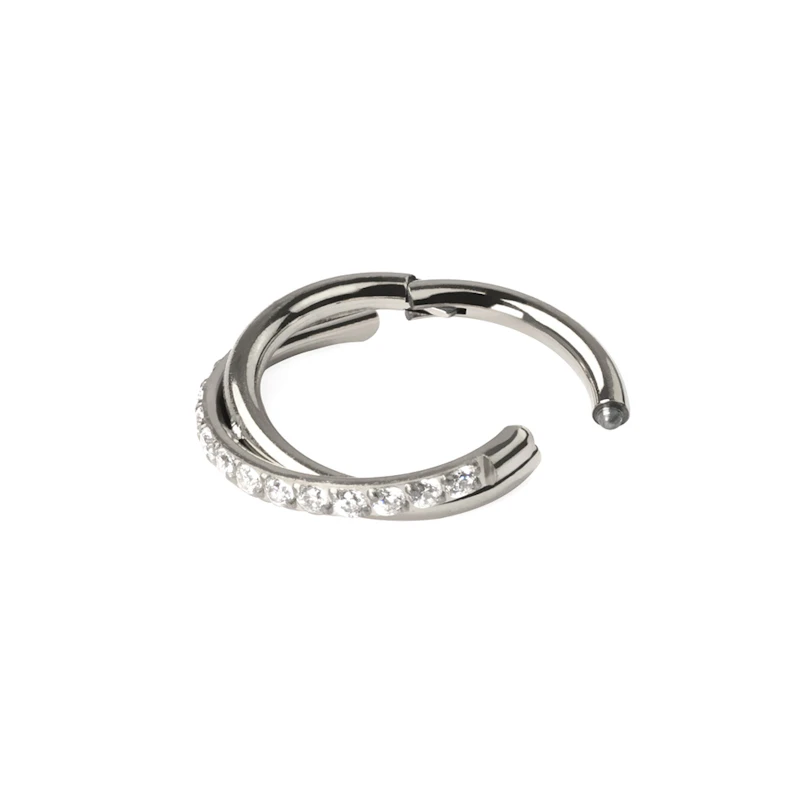 Argola articulada com arco cruzado com pedras
