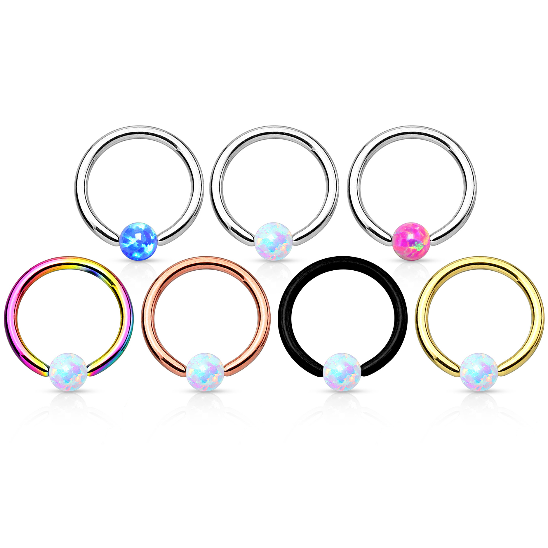 Argola com bola de opala