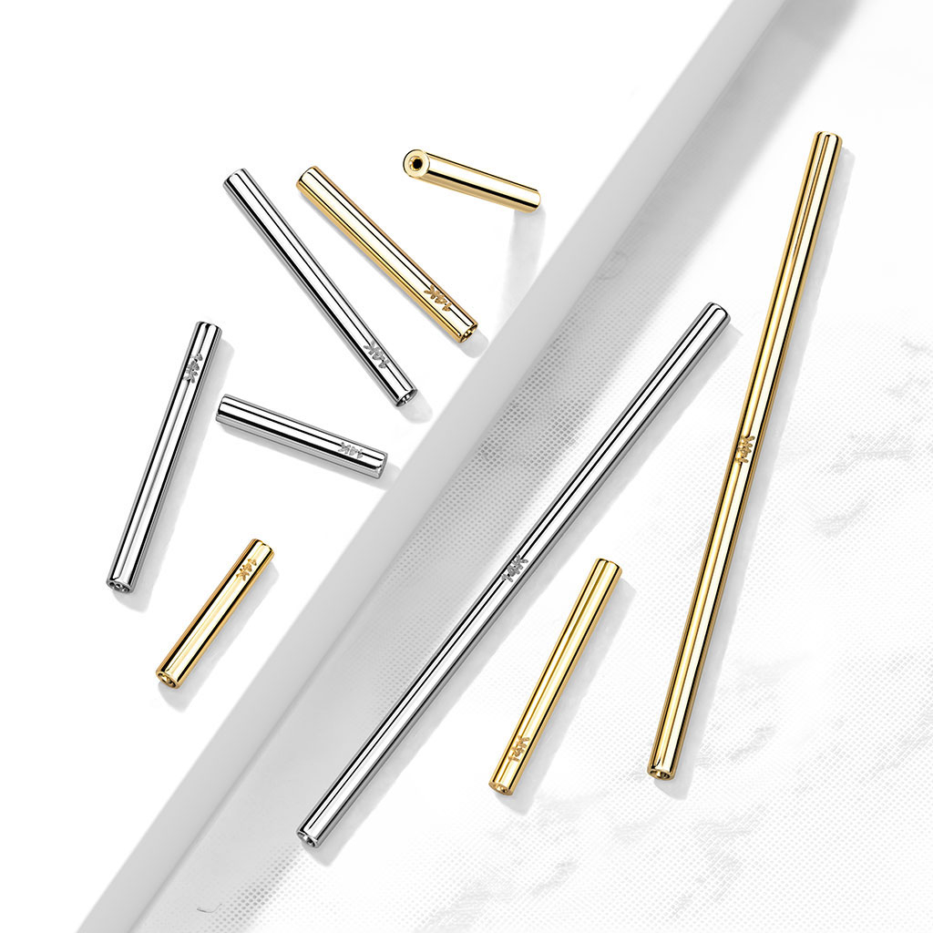 Barbell de encaixe sem rosca em ouro de 14 quilates