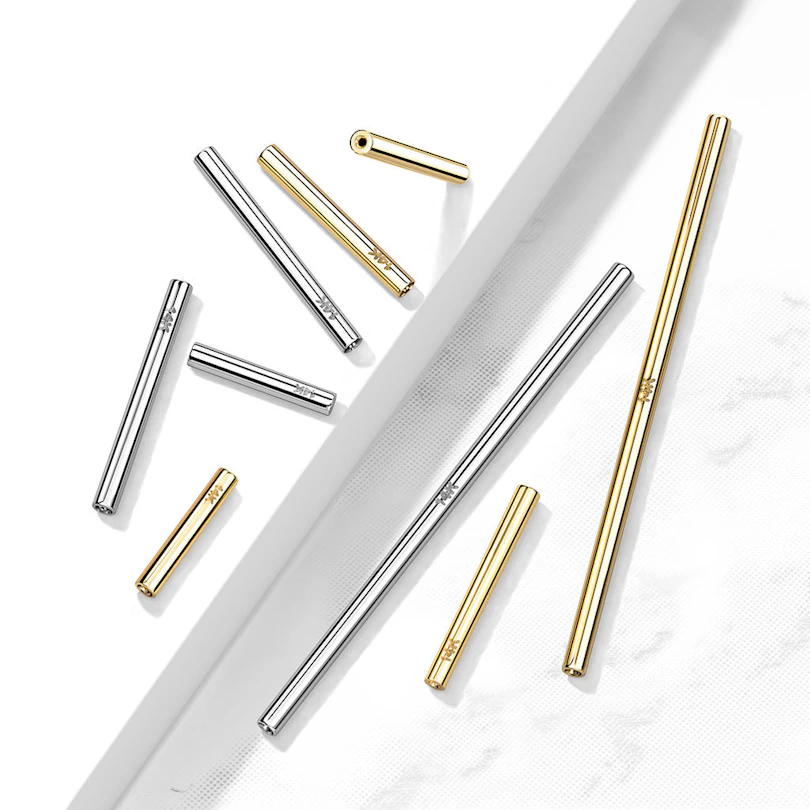 Barbell de encaixe sem rosca em ouro de 14 quilates