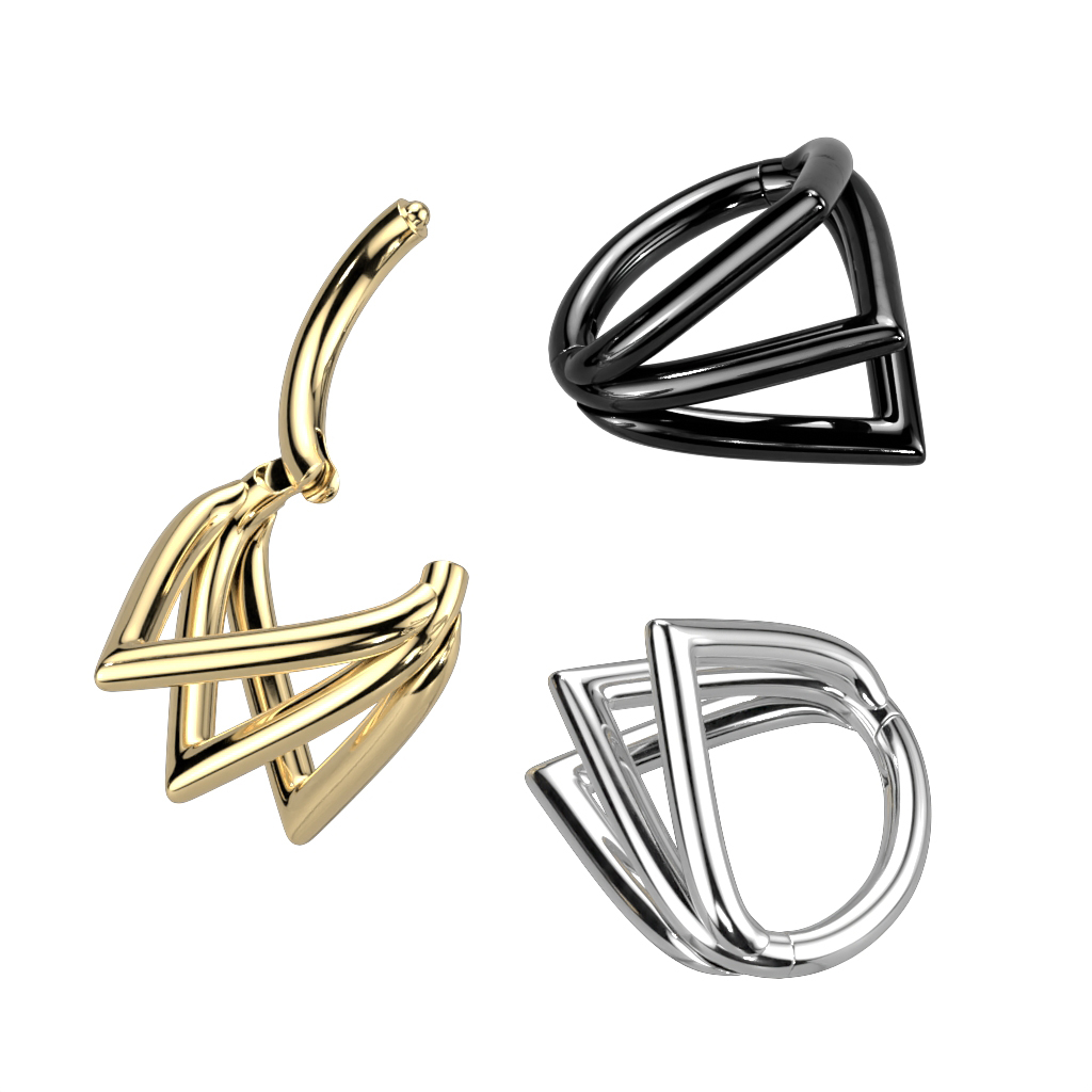 Argola articulada de titânio com três vértices